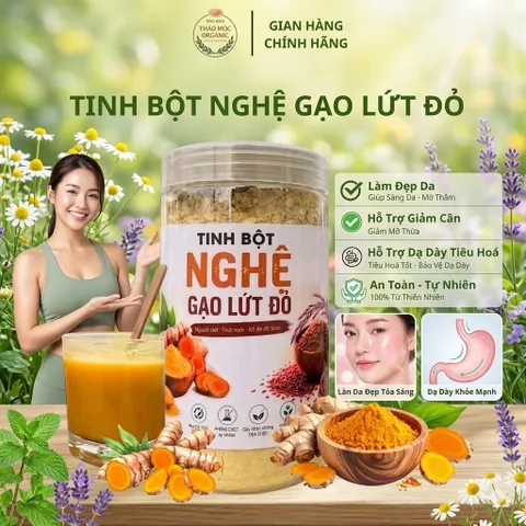 Tinh Bột Nghệ Gạo Lứt Đỏ [Hộp 500g] - Tốt Cho Dạ Dày & Giúp Sáng Da là