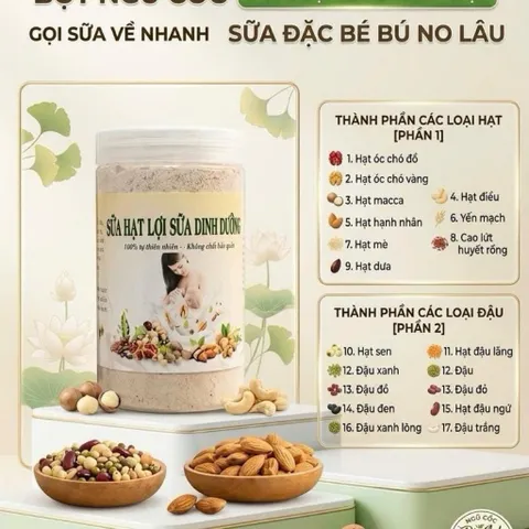 Sữa Hạt Lợi Sữa Dinh Duỡng 17 Loại Hạt (Hũ 500g) - Giúp Sữa Đặc, Thơm Ngon Cho Mẹ Sau Sinh