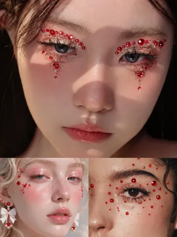 [Combo 2 Tấm] Sticker Đá Đỏ Ruby 6mm Trang Trí Makeup – Hạt Đính Mặt & Nail Nổi Bật Phong Cách Party