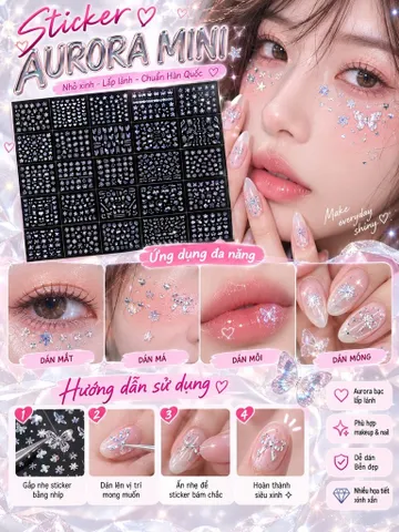 [C002] COMBO 10 STICKER AURORA DÁN MAKEUP – DÁN NAIL PHONG CÁCH HÀN QUỐC ✨