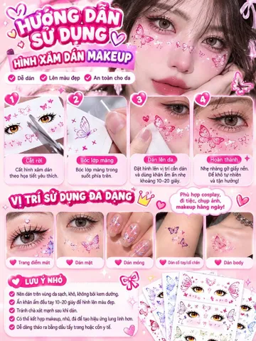[MUA 5 TẶNG 1] Hình Xăm Dán Tatto Nghệ Thuật Dán Góc Mắt, Cổ Tay, Cổ Chân Cosplay Tiệc Đêm-D123
