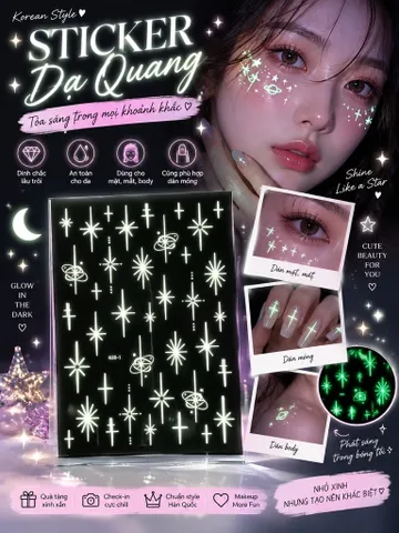 [C001] COMBO 10 STICKER DẠ QUANG DÁN MAKEUP – DÁN NAIL PHÁT SÁNG ✨