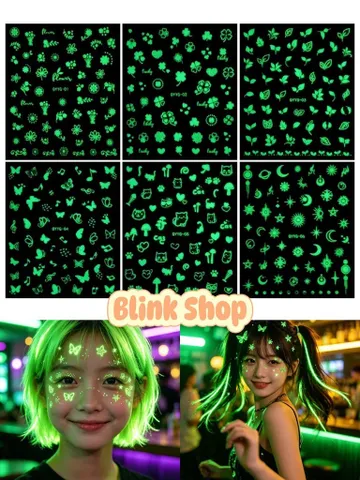 [C001] COMBO 10 STICKER DẠ QUANG DÁN MAKEUP – DÁN NAIL PHÁT SÁNG ✨