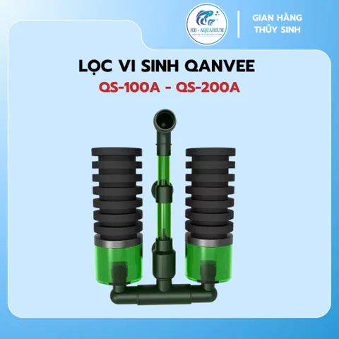 Lọc Sủi Qanvee QS-100A QS-200A Lọc Vi Sinh Bio Đôi - 2 Ngăn Vật Liệu Lọc Cho Bể Cá Tép Cá Con