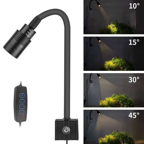 Đèn Rọi Mini 3W Cho Bể Cá Để Bàn, Chỉnh Tiêu Cự, 3 Chế Độ Màu, Đèn Kẹp Nhỏ Gọn, Ánh Sáng Tập Trung