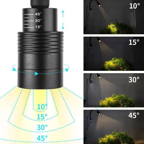 Đèn Rọi Mini 3W Cho Bể Cá Để Bàn, Chỉnh Tiêu Cự, 3 Chế Độ Màu, Đèn Kẹp Nhỏ Gọn, Ánh Sáng Tập Trung