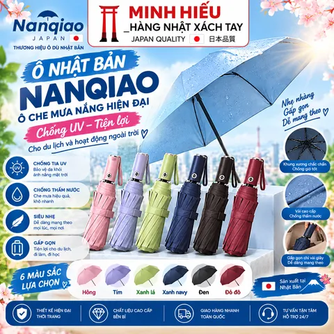 Ô Nanqiao Nhật Bản Chống UV – Ô Che Mưa Nắng Gấp Gọn, Dễ Mang Theo