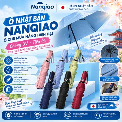 Ô Nhật Bản Nanqiao Gấp Gọn – Che Mưa Nắng, Chống UV, Nhẹ Và Tiện Dụng
