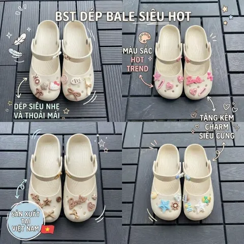 Dép sục ballet nữ Màu be Classic - tặng kèm charm ngẫu nhiên - Chân dầy tăng 1 size