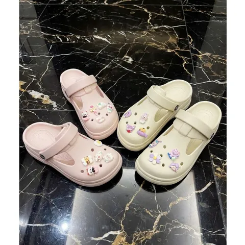 TẶNG KÈM CHARM NGẪU NHIÊN - Dép sục búp bê siêu êm, bền nhẹ, không thấm nước mix charm xinh