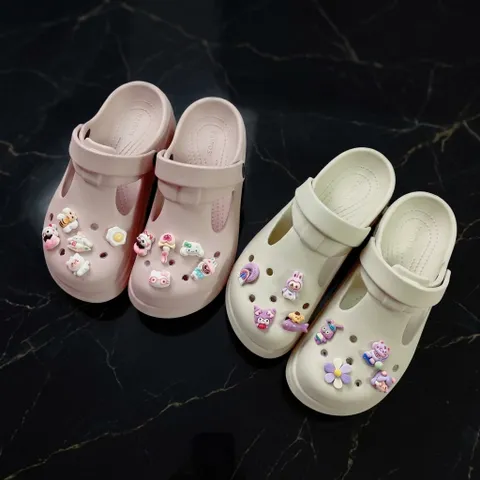 TẶNG KÈM CHARM NGẪU NHIÊN - Dép sục búp bê siêu êm, bền nhẹ, không thấm nước mix charm xinh