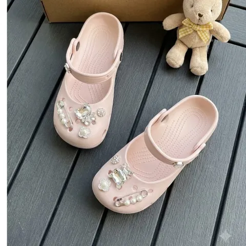 Màu Hồng - Dép sục ballet nữ màu hồng - mix charm xinh - Chân dầy tăng 1 size