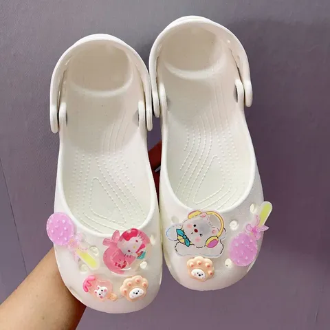 Dép sục ballet nữ màu Trắng - tặng kèm charm ngẫu nhiên - Chân dầy tăng 1 size