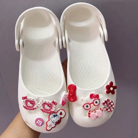 Dép sục ballet nữ màu Trắng - tặng kèm charm ngẫu nhiên - Chân dầy tăng 1 size