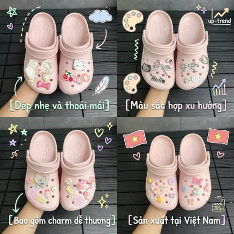 Dép Sục Quai Hậu Hồng Pastel Xinh Xắn - Dễ Thương Êm - Năng động, hỗ trợ đổi size, đế cao 3 cm
