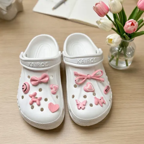 Sẵn nút gắn dép - Sét 10 Charm Sticker 3D Gắn Dép Siêu Xinh, Ngộ Nghĩnh, Dễ Thương