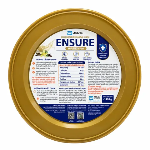 Sữa Bột Abbott Ensure Nhập Khẩu Đức 400g - Bổ Sung Dinh Dưỡng Cho Người Cao Tuổi, Tăng Cường Sức Khỏe & Hệ Miễn Dịch 817736