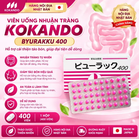 Viên Uống nhuận tràng Kokando Byurakku 400 viên Nhật Bản - Hỗ Trợ Táo Bón Hiệu Quả