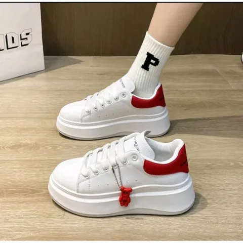 GIÀY NỮ SNEAKER NỮ ĐẾ CAO PHỐI ĐỎ THỜI TRANG 4-5CM