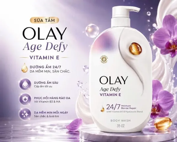 ✨ Sữa tắm Olay Age Defying Vitamin E ngăn ngừa lão hóa da, dưỡng ẩm sâu 1.03L chính hãng