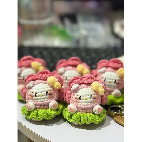 [Sản phẩm len] Hello kitty hoa