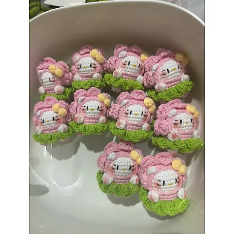 [Sản phẩm len] Hello kitty hoa