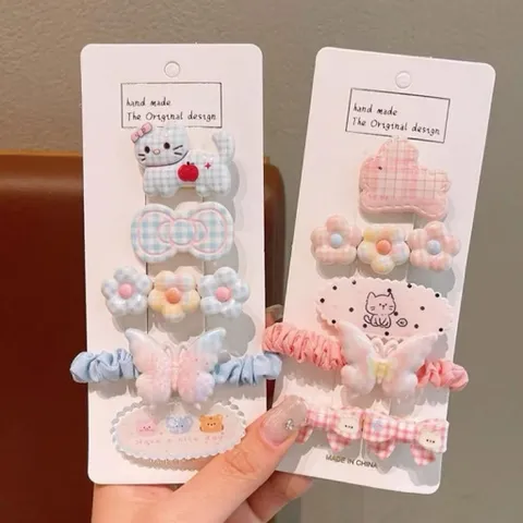 [Kẹp tóc] Set 5 món kẹp tóc + dây buộc tóc cho bé gái dễ thương
