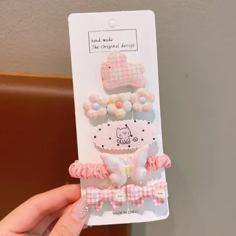 [Kẹp tóc] Set 5 món kẹp tóc + dây buộc tóc cho bé gái dễ thương