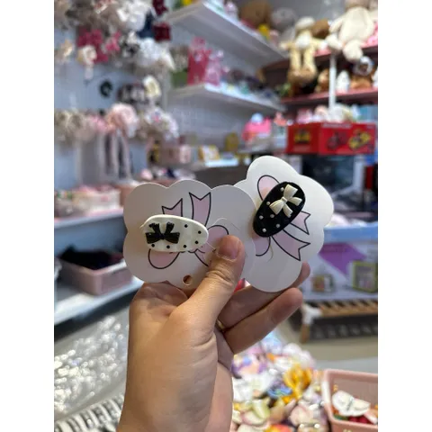 [Kẹp] Kẹp tròn nơ đen trắng kèm vỉ