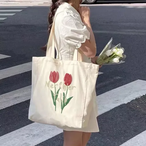 [Túi tote] Túi tote tulip có khoá kéo