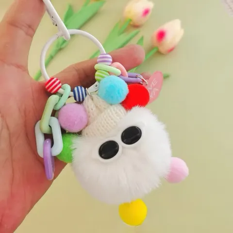 [Móc khoá] Móc khoá mũ len bông đeo kính