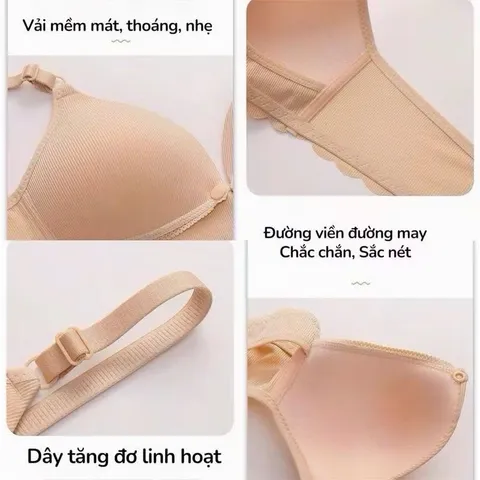 [Hàng Chuẩn QC] Set 3 Áo Lót Bầu Cho Con Bú Thun Tăm Lạnh Mềm Mát Cúc Bấm Tiện Lợi Co Giãn 4 Chiều
