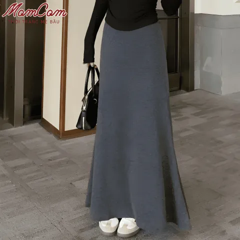 [HOT TREND] Chân Váy Bầu Dáng Dài Đuôi Cá, Nỉ Lông Thỏ Mềm Ấm Co Giãn, Cạp Chun Điều Chỉnh Bụng Bigsize Thu Đông