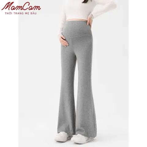 Quần Bầu Ống Loe Co Giãn 4 Chiều, Đáp Bụng Chun Chỉnh Size, Chất Zip Mềm Mướt