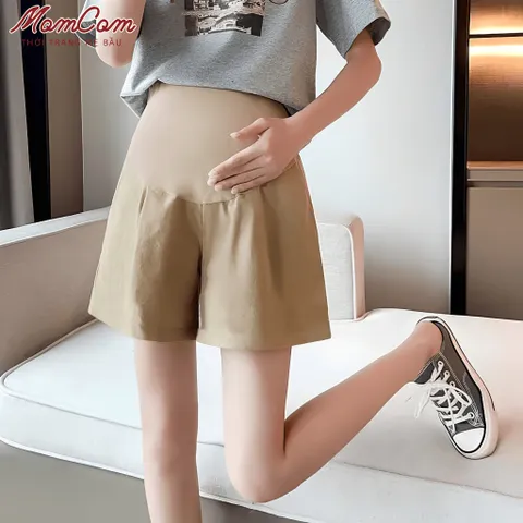 Quần Sooc Bầu Đũi Hàn Quốc Cho Mẹ Bầu Siêu Mát Thoáng Nhẹ Đáp Chun Điều Chỉnh Bụng Mặc Hè QS8