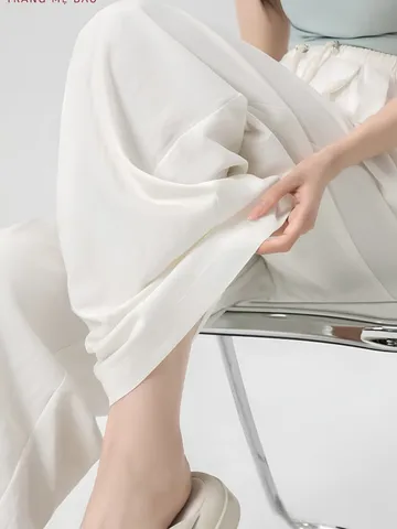 Quần Bầu Mặc Hè Lụa Đũi Xước Mềm Mát Mịn Dáng Suông Dây Chun Điều Chỉnh Size