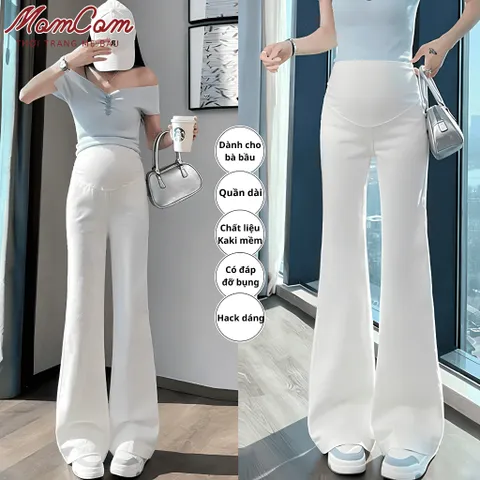 Quần Bầu Ống Loe Kaki Mềm L1 Hottrend 2026 Hack Dáng Có Đai Đỡ Bụng 2 Dáng Nấm/Cao L66