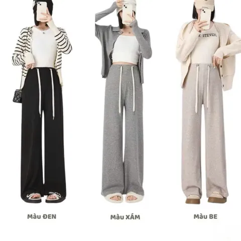 [SIÊU MỀM] Quần Bầu Nỉ Len Lông Thỏ Dáng Suông Dây Rút Co Giãn 4 Chiều, Quần Bầu Ống Rộng Mặc Thu Đông
