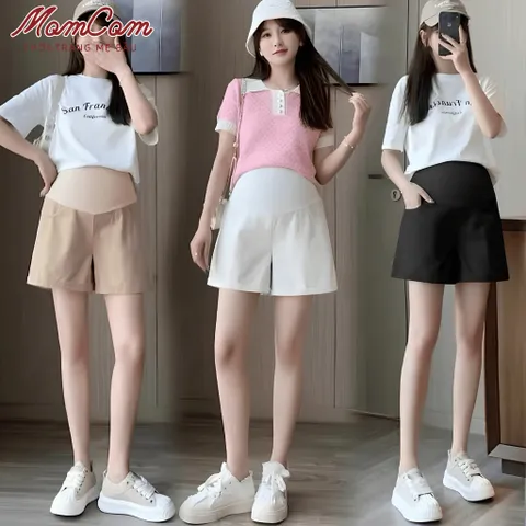 Quần Sooc Bầu Đũi Hàn Quốc Cho Mẹ Bầu Siêu Mát Thoáng Nhẹ Đáp Chun Điều Chỉnh Bụng Mặc Hè QS8