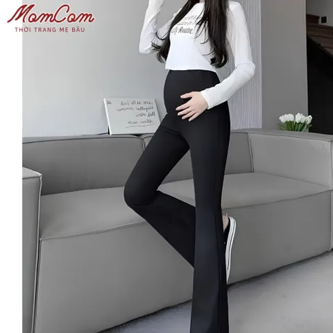 Quần Bầu Ống Loe Vải Umi Lạnh Co Giãn 4 Chiều Dày Dặn Mềm Mát Mặc 4 Mùa Cho Mẹ Bầu U2