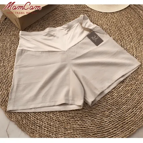 Quần Sooc Bầu Đũi Hàn Quốc Cho Mẹ Bầu Siêu Mát Thoáng Nhẹ Đáp Chun Điều Chỉnh Bụng Mặc Hè QS8