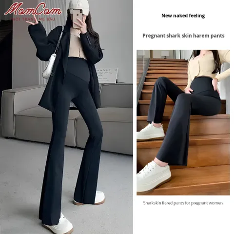 Quần Bầu Ống Loe Vải Umi Lạnh Co Giãn 4 Chiều Dày Dặn Mềm Mát Mặc 4 Mùa Cho Mẹ Bầu U2