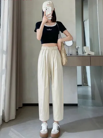 [HOT] Quần Bầu Bom Thụng Kaki Dây Rút Điều Chỉnh Size Thời Trang Hè Mặc Trước Sau Sinh