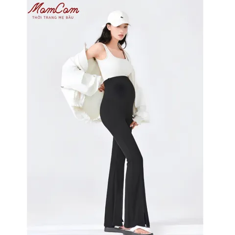 Quần Bầu Ống Loe Vải Umi Lạnh Co Giãn 4 Chiều Dày Dặn Mềm Mát Mặc 4 Mùa Cho Mẹ Bầu U2