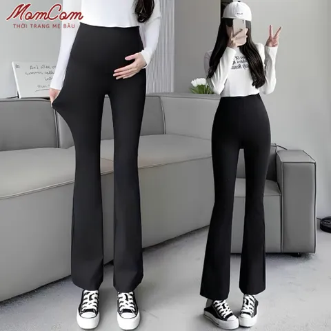 Quần Bầu Ống Loe Vải Umi Lạnh Co Giãn 4 Chiều Dày Dặn Mềm Mát Mặc 4 Mùa Cho Mẹ Bầu U2