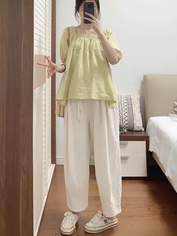 [HOT] Quần Bầu Bom Thụng Kaki Dây Rút Điều Chỉnh Size Thời Trang Hè Mặc Trước Sau Sinh