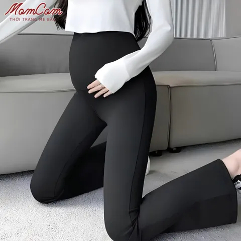Quần Bầu Ống Loe Vải Umi Lạnh Co Giãn 4 Chiều Dày Dặn Mềm Mát Mặc 4 Mùa Cho Mẹ Bầu U2