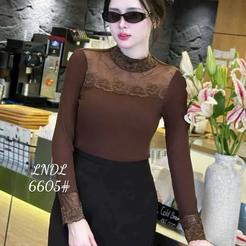 LNDL Áo giữ nhiệt LNDL 6605# phối ren siêu xinh họa tiết ren tinh tế ấm áp và phong cách cho nhiều dịp - May0915
