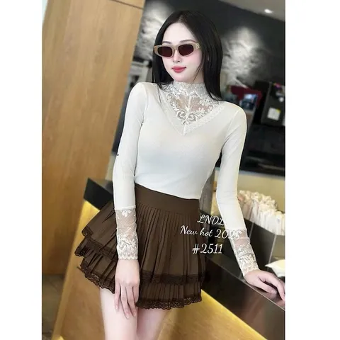 Áo len giữ nhiệt cổ 3 phân phối ren cực xinh 2511 - May0915