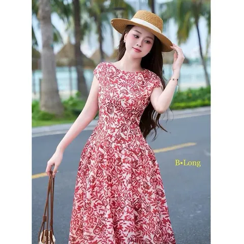 Váy maxi hoa trẻ trung tôn dáng, váy mặc đi chơi đi biển cực xinh - May0915